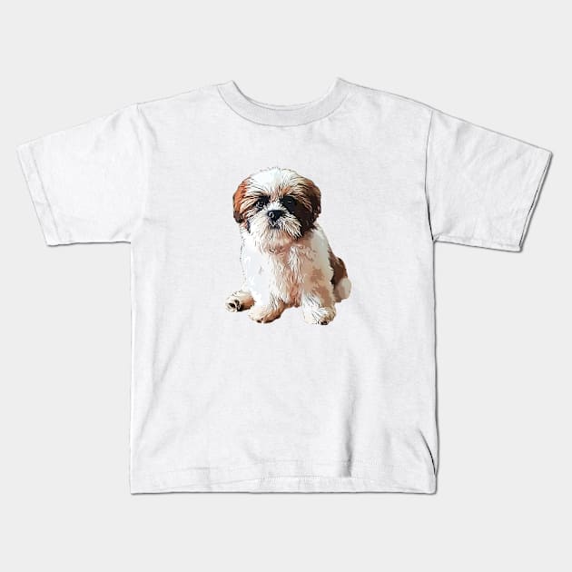 Shih Tzu Cute Puppy Dog Kids T-Shirt by ElegantCat